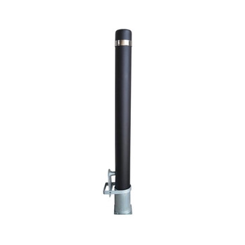 Bolardo extraíble de acero con franja de inoxidable, incluye base y llave