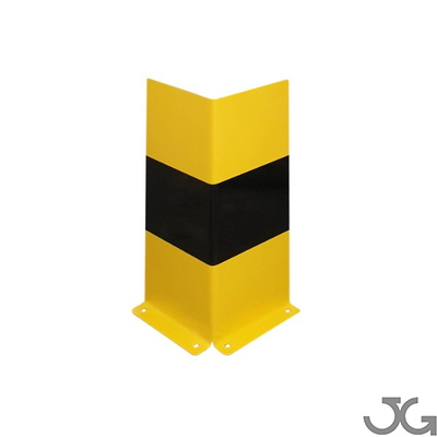 Protección para esquinas para interior de recintos Protección para esquinas para interior de recintos, fabricada en acero con placa para atornillar lacado en amarillo al horno y franjas en vinilo negro. Disponible en diferentes tamaños.