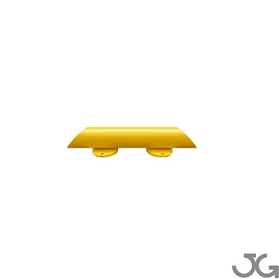 Barrera bordillo. Protección para zócalos para interior de recintos de 80mm de altura, fabricado en acero lacado al horno en amarillo y franjas en vinilo negro.