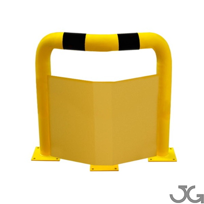 Protector de ángulos de acero Protector de ángulos de 90º para interior de recintos, fabricadas en acero de Ø76mm con placa para atornillar, lacado al horno en amarillo y franjas en vinilo negro.
Disponible en diferentes alturas.