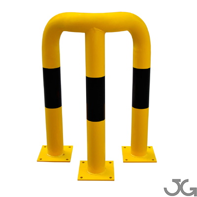 Protector de ángulos de acero Protector de ángulos de 90º para interior de recintos, fabricadas en acero de Ø76mm con placa para atornillar, lacado al horno en amarillo y franjas en vinilo negro.
Disponible en diferentes alturas.