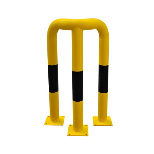 Protector de ángulos de 90º para interior de recintos, fabricadas en acero de Ø76mm con placa para atornillar, lacado al horno en amarillo y franjas en vinilo negro.
Disponible en diferentes alturas.