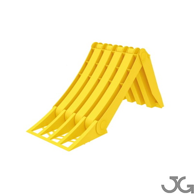 9097 Calzo de plástico para ruedas de vehículos PLEGABLE Calzo para vehículos pesados y ligeros, diseñado para inmovilizar las ruedas evitando su salida no autorizada. Recomendado incluirlo como un elemento más de seguridad en el vehículo. Este modelo es la versión plegable.