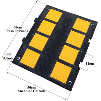 Reductor de velocidad de caucho 60x50 de  3cm y 5 cm