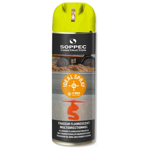Spray marcador multidireccional fluorescente 360º IDEAL. Colores fluorescente en naranja, rojo,
amarillo o azul