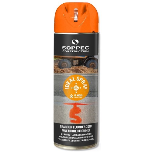 Spray marcador multidireccional fluorescente 360º IDEAL. Colores fluorescente en naranja, rojo,
amarillo o azul