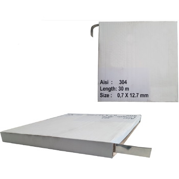 Rollo de fleje acero inoxidable 12,7 x 0,7 mm x 30 m para señales
