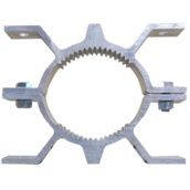 Abrazadera doble aluminio para poste circular de Ø76mm