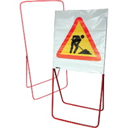 Trípode tubular lacado en rojo para señal de bolsa