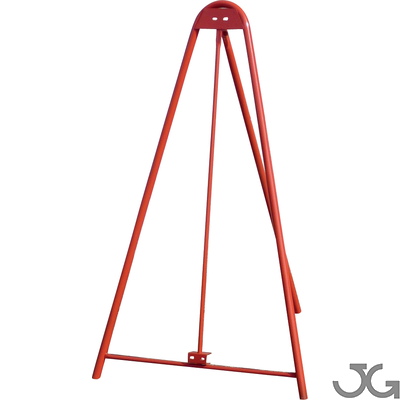435 Trípode tubular con corredera para señales grandes Trípode lacado en rojo de 90x150cm con estructura tubular de Ø30mm. Corredera para cualquier señal de tráfico