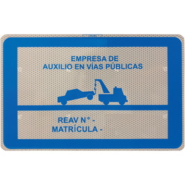 Placas indicadoras y de transporte 591A V24 Placa grúa de servicio de auxilios en carretera