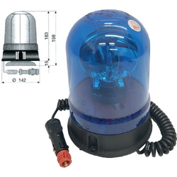Rotativos luminosos para vehículos  Rotativo halógeno azul 12/24V con base magnética y ventosa