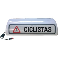 Placas indicadoras y de transporte 593AE V22 Cartel avisador acompañamiento de ciclistas (con luz)