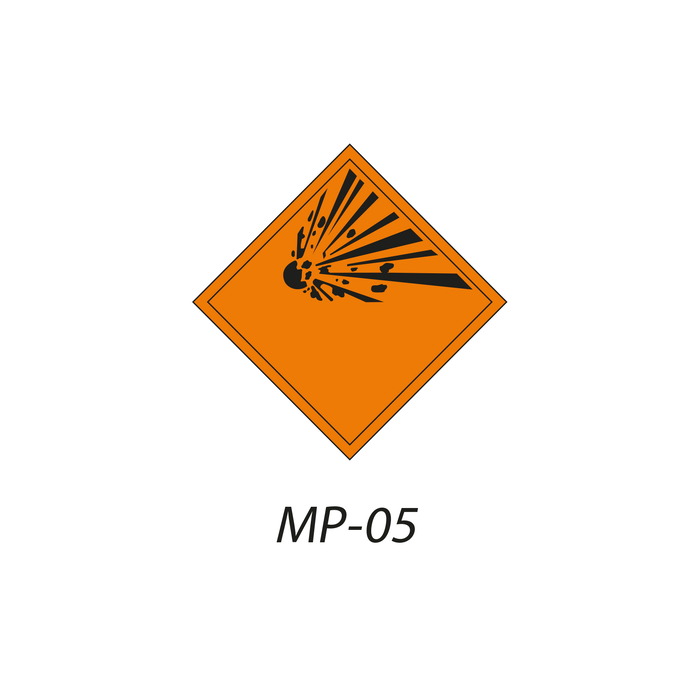 MP-05 Peligros de Clase 1 Materias y objetos explosivos Indique la señal de mercancia peligrosa que necesita