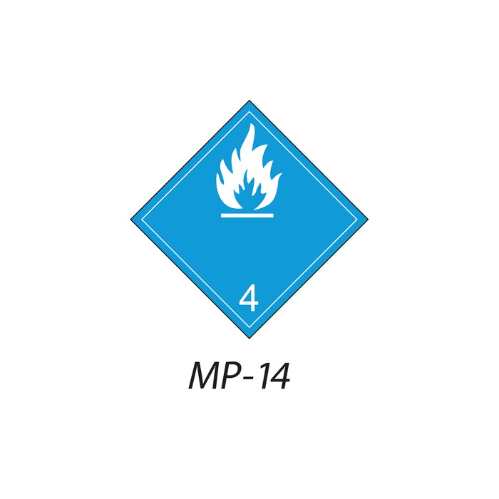 MP-14 Peligros de Clase 4.3 Materiales que al contacto con el agua, desprenden gases inflamables blanco Indique la señal de mercancia peligrosa que necesita