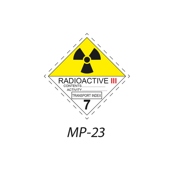 MP-23 Peligros de Clase 7 Materias Radioactivas Indique la señal de mercancia peligrosa que necesita