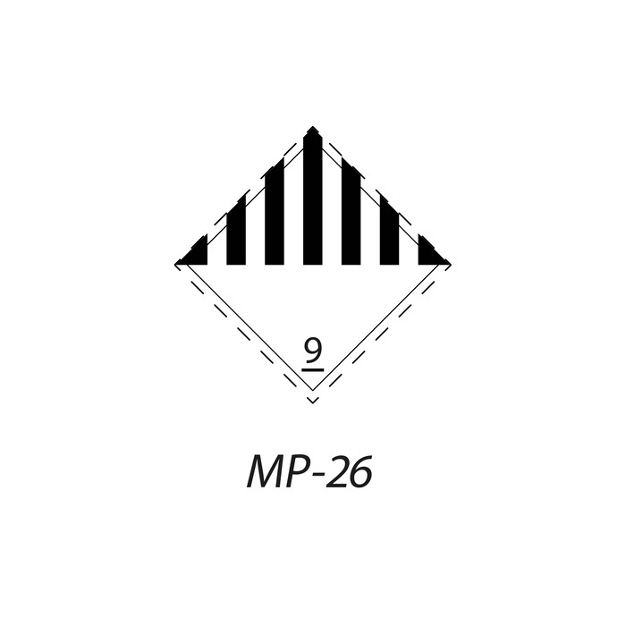 MP-26 Peligros de Clase 9 Materias y objetos peligrosos diversos Indique la señal de mercancia peligrosa que necesita