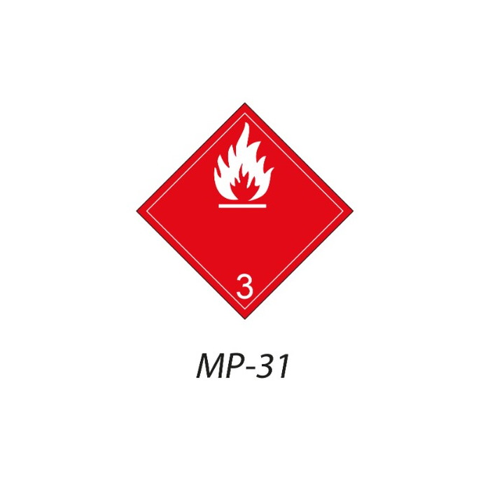 MP-31 Peligros de Clase 3 Líquidos inflamables blanco
Peligros de Clase 4.2 Materias espontáneamente Inflamables Indique la señal de mercancia peligrosa que necesita