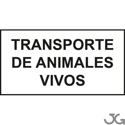 Placa señal de transporte de animales vivos fabricada en diferentes acabados (aluminio, plástico) y medidas (34x22cm y 29x21cm).