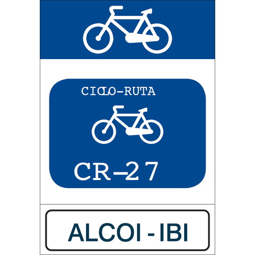 Señales de tráfico para bicicletas de 30x35cm para las vias ciclistas. Señales Carril Bici 35x30cm. Señales de seguridad vial ciclista